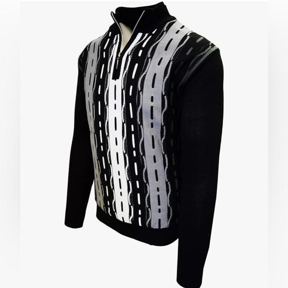 STACY ADAMS Men's Sweater, Tri Vertical Jacquard Front Design - Picture 3 of 7